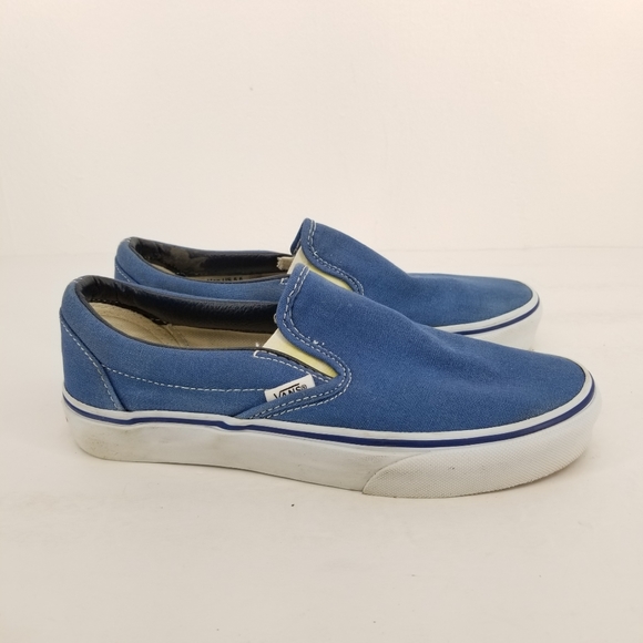 B18 Vans Slip On Shoes Loafers Unisex Blue White Casual Comfort Sz Womens 7 - Picture 2 of 6